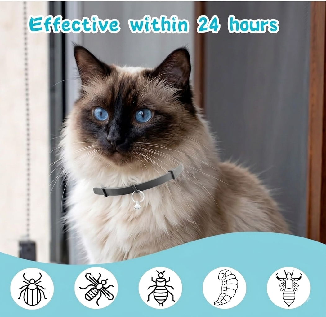 Adjustable Tick-Repellent Collar for Cats